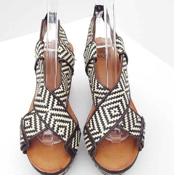 Lucky Brand Koko leather wedge sandals 6.5M - Picture 1 of 11